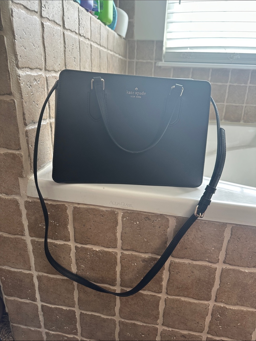 kate spade Black Leather Tote with Crossbody Strap